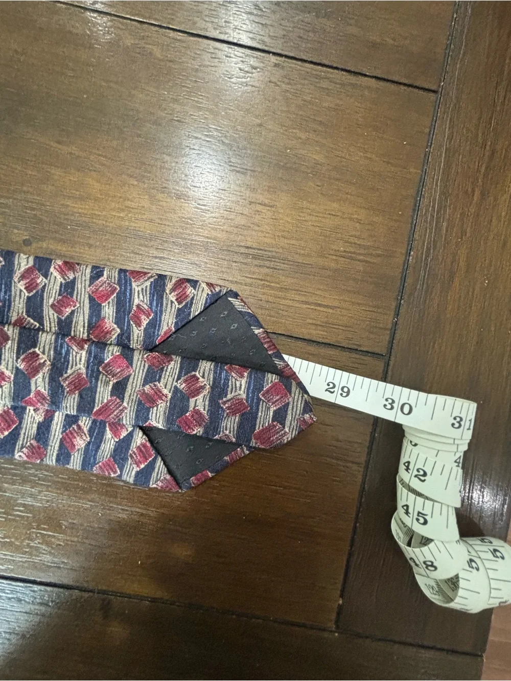 Bugatti 100% Italian Silk Geometric Necktie Navy Burgundy Made in USA